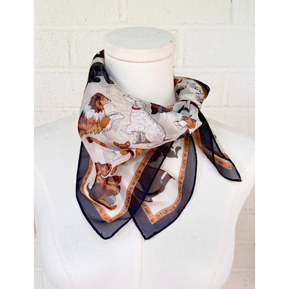 Dog Print Scarf Square Puppy Breed Novelty Wrap Pet Lover Gift Accessory - Picture 2 of 6